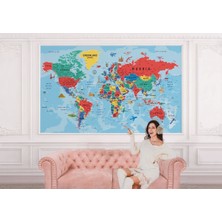 EAST00  Detaylı Ingilizce Dünya Haritası Duvar Kağıdı -2021