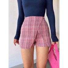 Kapaklı Tüvit Şort Etek Kırmızı