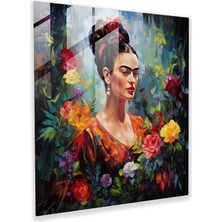 Popcas Frida Kahlo Cam Tablosu - Modern Sanat ve Cam Sanatı ile Tasarlanan Frida Kahlo Duvar Dekoru
