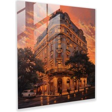 Popcas Otel Cam Tablo - Günbatımı Cephe - Otel Modern Sanat Cam Duvar Sanatı Ev Dekorasyonu