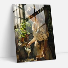 Popcas Cam Tablo Sanatı - Johannes Vermeer Teması - Duvar Dekorasyonu