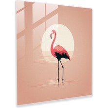 Popcas Zarif Silüet Flamingo Cam Tablo - Flamingo Temiz Hatlar Cam Tablo
