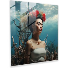 Popcas Gerçeküstü Frida Kahlo Cam Tablo - Frida Kahlo Ev Dekorasyonu Diken Taçlı