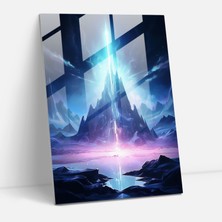 Popcas Neon Buzdağı Cam Duvar Sanatı - Buzdağı Parlayan Neon Işıklar Cam Sanatı