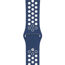 Piyasa Sepeti Apple Watch Series 6 44 MM Fileli Kordon Lacivert-Beyaz