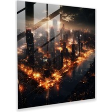 Popcas Goodfellas Cam Tablo - Fotoğraf Gerçekliğinde Şehir Manzarası - Goodfellas Şehir Manzarası Cam Sanatı