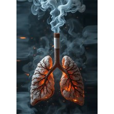 Bedeko Akciğerler ve Sigara Ahşap Tablo