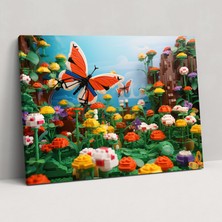 Popcas LEGO Bahçe Cenneti Cam Tablo - LEGO Bahçe Çiçekler Cam Duvar Sanatı