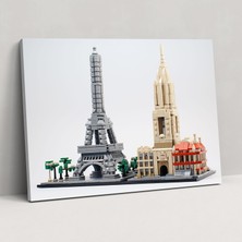 Popcas LEGO Mimarlık Cam Tablo - Karmaşık Detaylar Duvar Süsü Modern Sanat