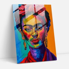 Popcas Frida Kahlo Tarzı Cam Tablo - Frida Kahlo Eserleri Ev Dekorasyonu Modern Sanat