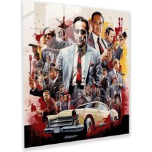 Popcas Sinema Efsaneleri - Ikonik Mafya Film Sahnelerinden Oluşan Cam Tablo Koleksiyonu - Çağdaş Pop Art - Duvar Dekorasyonu Cam Tablolar Modern Sanat Eserleri
