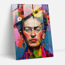 Popcas Çiçeklerle Şık Cam Tablo Sanatı - Frida Kahlo Eserleri Çiçek Tacı Duvar Dekorasyonu Ev Dekorasyonu