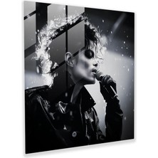Popcas Michael Jackson Monokrom Cam Tablo - Michael Jackson Monokrom Fotoğraf Cam Sanatı Ev Dekorasyonu