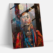 Popcas Frida Kahlo Tarzı Modern Sanat - Frida Kahlo Eserleri Duvar Dekorasyonu Cam Tablo Ev Dekorasyonu