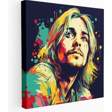 Popcas Kurt Cobain Cam Tablo - Modern Sanat Çizgi Roman Tarzı Cam Sanat