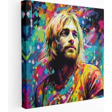 Popcas Kurt Cobain Cam Tablo - Psikedelik Sanat - Canlı Renkler Cam Duvar Sanatı