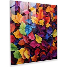 Popcas Sonbahar Yaprakları Cam Sanatı - Yapraklar Modern Duvar Dekorasyonu Sonbahar