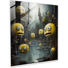 Popcas Sürreal Minyon Cam Tablo - Minyonlar Sürrealizm Duvar Dekorasyonu Cam Tablo