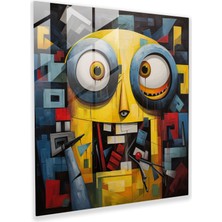 Popcas Kübist Minyon Cam Tablo - Minyonlar Modern Sanat Duvar Dekorasyonu Ev Dekorasyonu