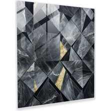 Popcas Mermer Cam Tablo - Geometrik Şekiller - Mermer Cam Duvar Sanatı Cam Tablo Cam Sanatı