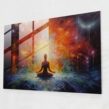 Popcas Esoterizm Cam Tablo Sanatı - Çakra Uyandırma - Illuminati Derin Bağlantı Ekspresyonist Resim Enerji Alanları