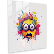 Popcas Eğlenceli Minyon Cam Tablosu - Minionlar Cam Duvar Sanatı Çizim Duvar Dekorasyonu