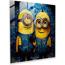 Popcas Minions Cam Tablo - Minions Mozaik Desenler Duvar Dekorasyonu