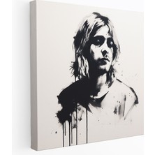 Popcas Kurt Cobain Cam Tablo - Modern Sanat Cam Duvar Sanatı
