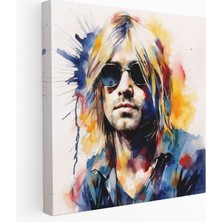 Popcas Kurt Cobain Cam Tablo Sanatı - Canlı Renkler ile Kurt Cobain Tasarımı Cam Tablo