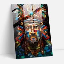 Popcas Inka Imparatoru Mozaik Cam Tablo - Mayalı Efsanevi Inka Imparatoru Mozaik Cam Sanatı