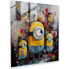 Popcas Minyonlar Temalı Cam Tablo Baskı - Minyonlar Cam Duvar Sanatı Cam Sanat Soyut Sanat