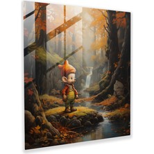 Popcas Canlandırıcı Sonbahar Manzarasıyla Çevrili Elmer Fudd'un Gerçekçi Portresi - Duvar Dekoru Cam Tablosu