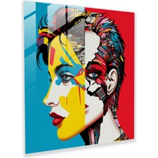 Popcas Modern Sanat Cam Tablosu - Pop Sanat Sembolleri Lensli - Lensli Cam Duvar Sanatı Ikonik Semboller Dönüşüm