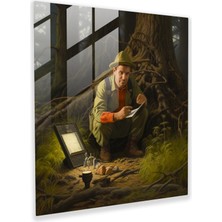 Popcas Doğal Manzara Içinde Elmer Fudd'un Gerçekçi Yağlı Boya Cam Tablosu - Ev Duvar Dekoru