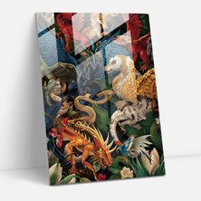 Popcas Efsanevi Yaratıklar Üslup Cam Tablo - Ev Dekorasyonu Duvar Dekorasyonu