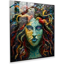 Popcas Canlı Mozaik Meduza Cam Tablo - Meduza Ince Işçilik Odak Noktası Mozaik