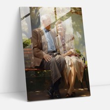 Popcas Yaşlıların Klasik Yağlı Boya Cam Tablo Baskısı - Modern Sanat