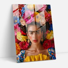 Popcas Frida Kahlo Tarzı Cam Tablo - Frida Kahlo Eserleri Cam Sanatı Modern Sanat Duvar Dekorasyonu
