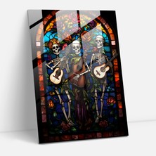 Popcas Los Muertos Cam Sanatı - Los Muertos Cam Duvar Sanatı Müzik Aletleri Mutluluk