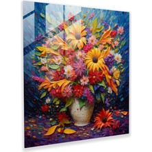 Popcas Noktacı Tarzda Renkli Cam Baskı: Canlı Çiçek Patlaması