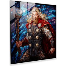 Popcas Marvel Cam Tablo - Thor Leke Cam Mozaik - Marvel Cam Duvar Sanatı Leke Cam Mozaik Cam Sanatı