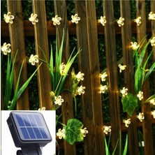 50 Ledli Güneş Enerjili Çiçekli Bahçe Aydınlatması, Dekoratif ve Doğal Işıklandırma