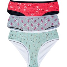 Pamuklu Geniş Kenarlı Likralı Desenli Bato Kadın Külot 3'lü Paket Set1