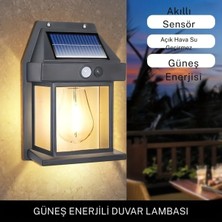 Güneş Enerjili Sensörlü Su Geçirmez Duvar Lambası, E27 Ampul Değiştirilebilir, Sarı Renk