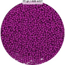 Fuşya Renk 4 mm Yaklaşık 220 Adet/20 Gram Cam Boncuk Oya Yazma Bileklik ve Kolye