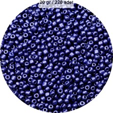 Lacivert Renk 4 mm Yaklaşık 220 Adet/20 Gram Cam Boncuk Oya Yazma Bileklik ve Kolye