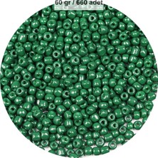 Koyu Yeşil Renk 4 mm Yaklaşık 660 Adet / 60 Gram Cam Boncuk Oya Yazma Bileklik ve Kolye