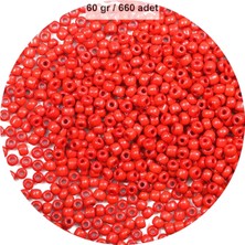 Koyu Turuncu Renk 4 mm Yaklaşık 660 Adet / 60 Gram Cam Boncuk Oya Yazma Bileklik ve Kolye