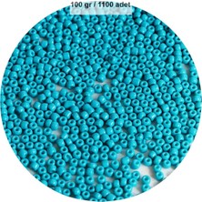 Turquaz Mavi Renk 4 mm Yaklaşık 1100 Adet / 100 Gram Cam Boncuk Oya Yazma Bileklik ve Kolye