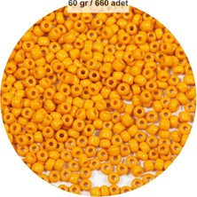 Turuncu Renk 4 mm Yaklaşık 660 Adet / 60 Gram Cam Boncuk Oya Yazma Bileklik ve Kolye